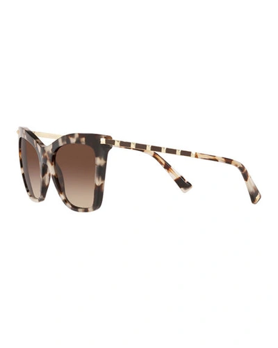 Shop Valentino Rockstud-trim Cat-eye Sunglasses In Brown