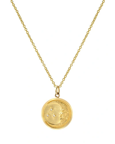 Shop Zoe Lev Jewelry 14k Diamond Moon Medallion Necklace In Gold