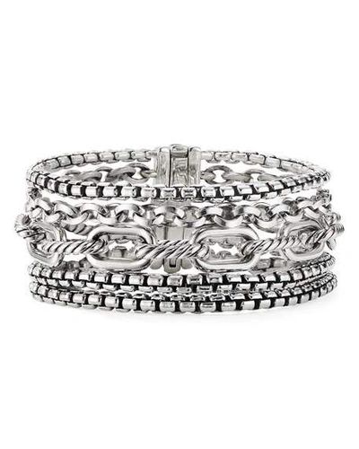 Shop David Yurman Multi-row Chain Bracelet In Silver
