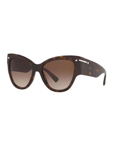 Shop Valentino Chunky Acetate Cat-eye Sunglasses In Brown