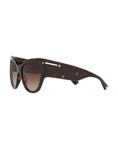 Shop Valentino Chunky Acetate Cat-eye Sunglasses In Brown