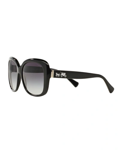 Shop Coach Gradient Square Sunglasses W/ Logo Temples In Black