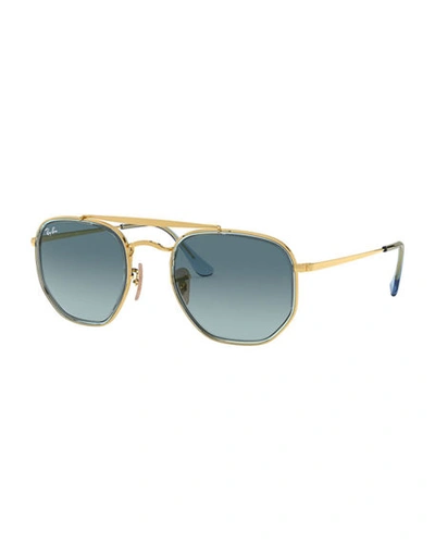 Shop Ray Ban Rectangle Steel Gradient Sunglasses In Blue