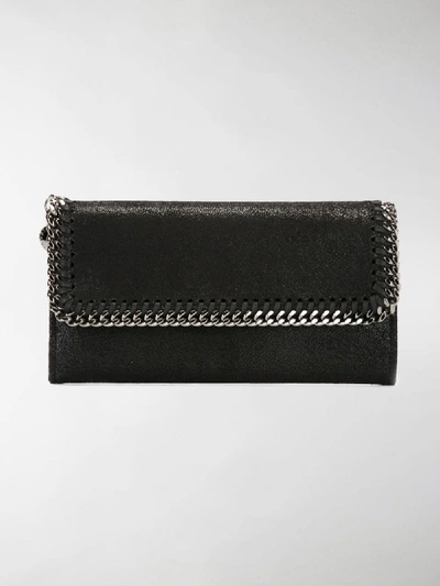 Shop Stella Mccartney Falabella Flap Wallet In Black