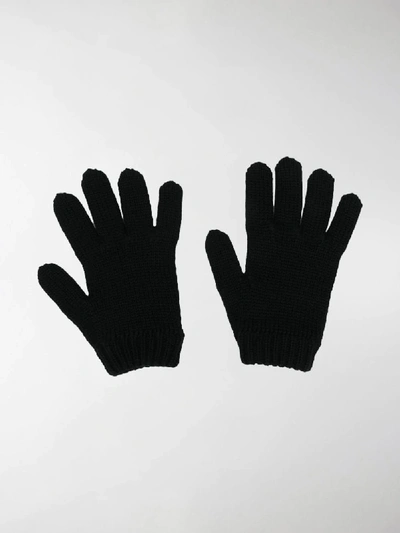 Shop Prada Intarsia Knit Gloves In Black