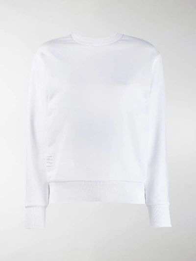 Shop Thom Browne Back Tricolour Stripe Sweatshirt In White