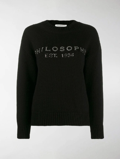 Shop Philosophy Di Lorenzo Serafini Embellished Logo Sweater In Black