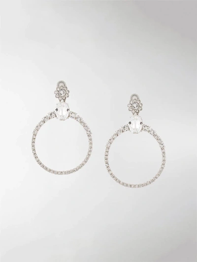Shop Miu Miu Crystal Circle Earrings In Silver
