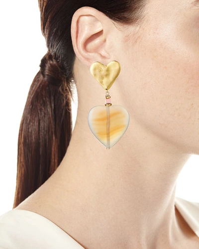 Shop Sequin Agate Heart-drop Earrings In Pearl
