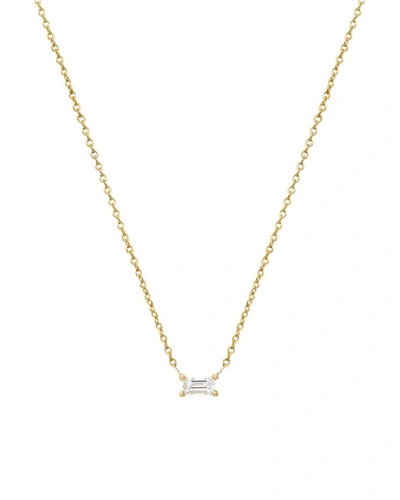 Shop Zoe Lev Jewelry 14k Diamond Baguette Prong Necklace In Gold