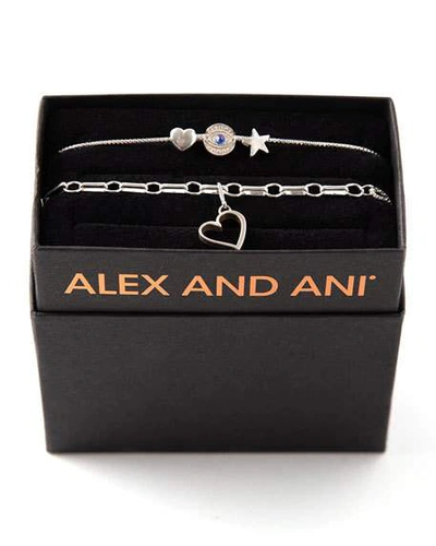 Shop Alex And Ani Strength & Protection Bracelets, Set Of 2 In Silver