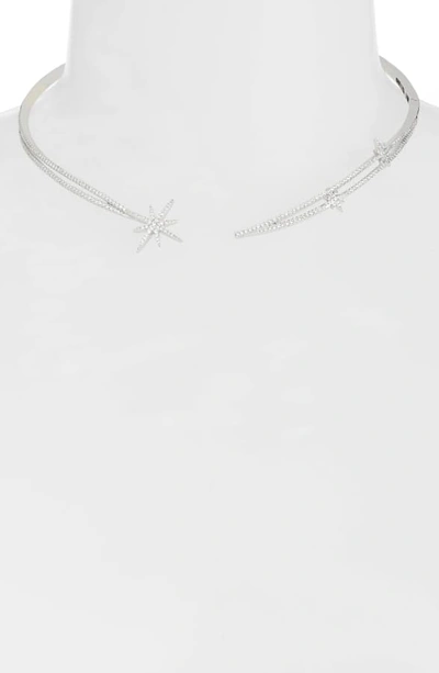 Shop Apm Monaco Meteorites Open Collar Necklace In Silver