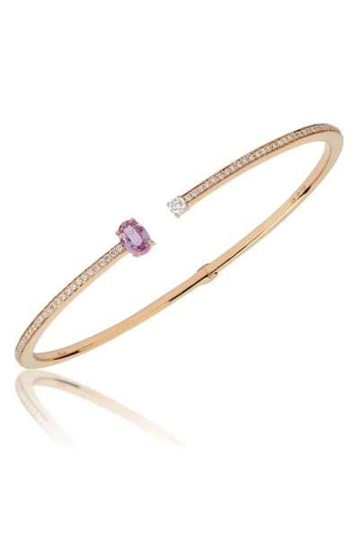 Shop Hueb Spectrum Cuff In Pink Sapphire/ Rose Gold
