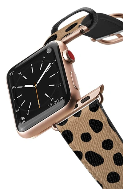 Shop Casetify Cheetah Dots Saffiano Faux Leather Apple Watch Strap In Cheetah/ Gold