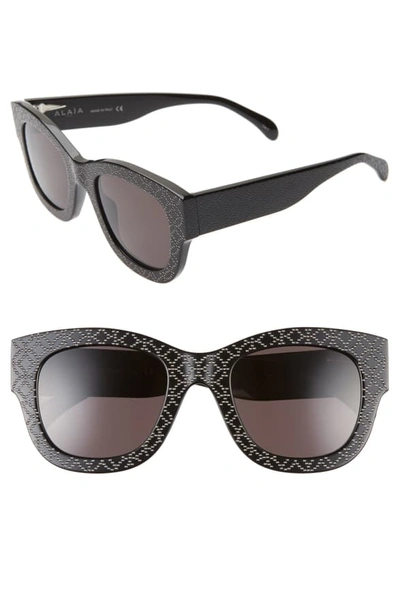 Shop Alaïa 50mm Studded Sunglasses In Black/ Black Print