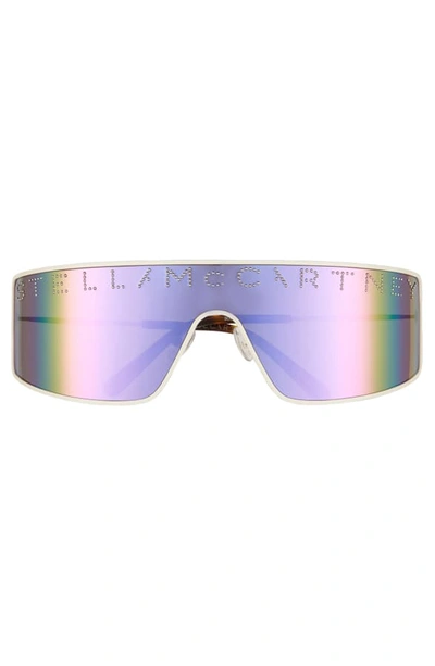 Shop Stella Mccartney 51mm Shield Sunglasses In Varnished White/ Pink