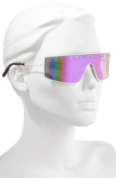 Shop Stella Mccartney 51mm Shield Sunglasses In Varnished White/ Pink