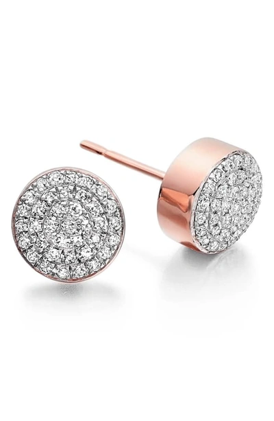 Shop Monica Vinader 'ava' Diamond Button Stud Earrings In Rose Gold