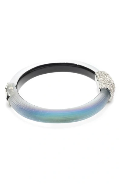 Shop Alexis Bittar Crystal Encrusted Clasp Skinny Bangle In Black Beetle