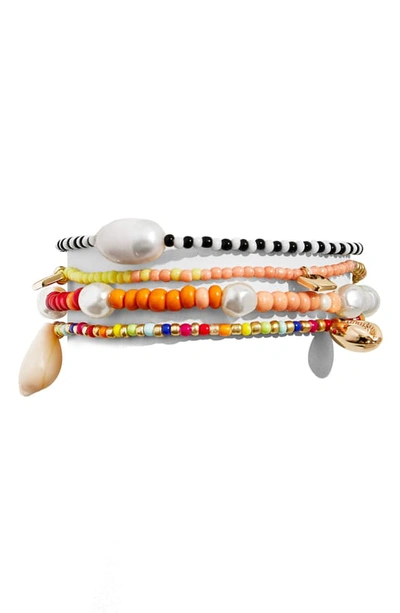 Shop Baublebar Set Of 4 Beaded Stretch Bracelets In Rainbow Multi