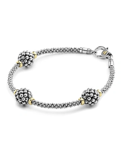 Lagos Sterling Silver Bracelet With Caviar Stations In Silver/gold