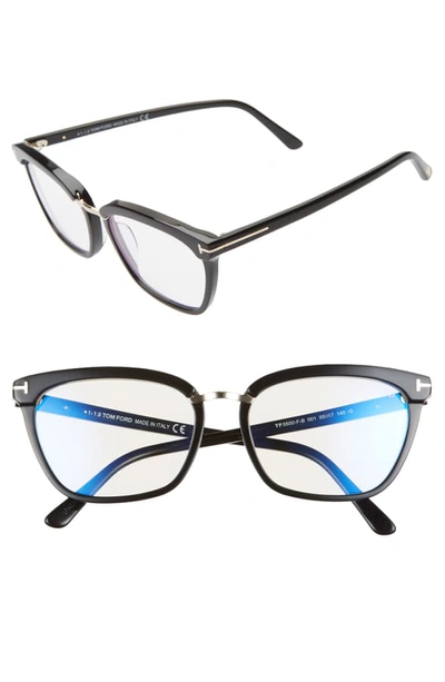 Shop Tom Ford 55mm Blue Light Blocking Glasses In Shiny Black