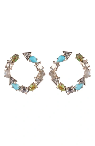 Shop Alexis Bittar Multi Stone Hoop Earrings In Gold