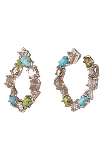 Shop Alexis Bittar Multi Stone Hoop Earrings In Gold