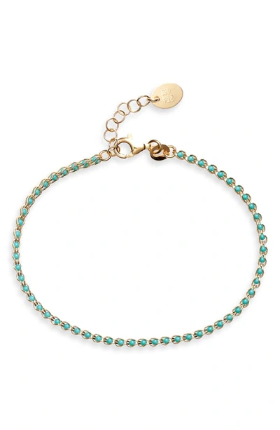 Shop Argento Vivo Caged Crystal Bracelet In Gold/ Turquoise