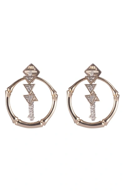 Shop Alexis Bittar Crystal Encrusted Hoop Earrings In Two Tone