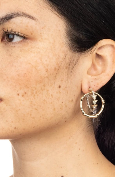 Shop Alexis Bittar Crystal Encrusted Hoop Earrings In Two Tone