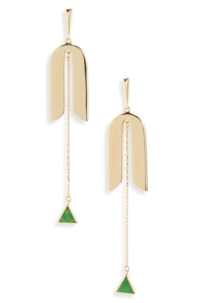Shop Kate Spade Modern Icon Linear Earrings In Green