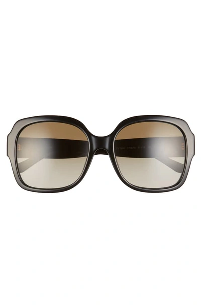 Shop Tory Burch 57mm Square Sunglasses In Black/ Grey Gradient