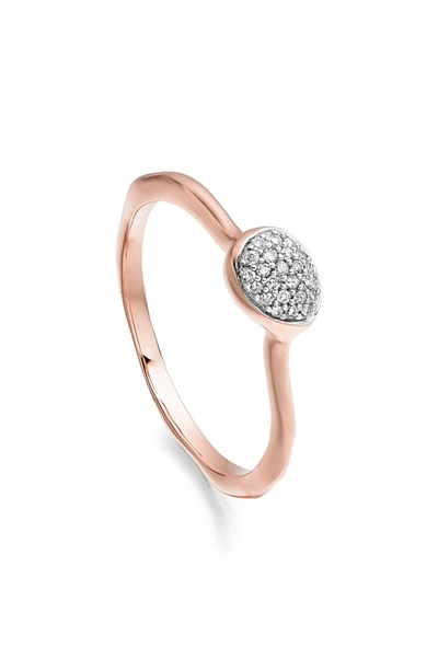 Shop Monica Vinader Siren Small Pave Diamond Stacking Ring In Rose Gold/ Diamond