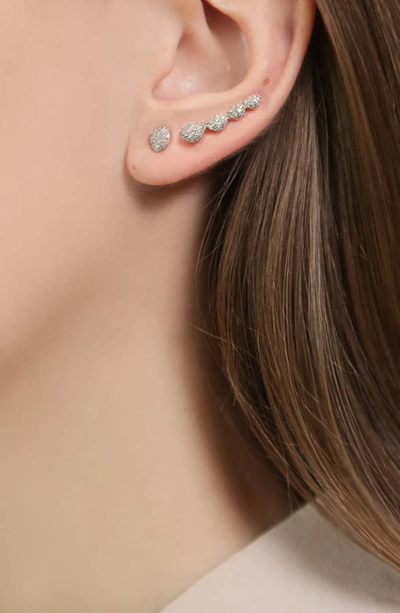 Shop Monica Vinader Nura Teardrop Single Diamond Ear Climber In Rose Gold/diamond-right