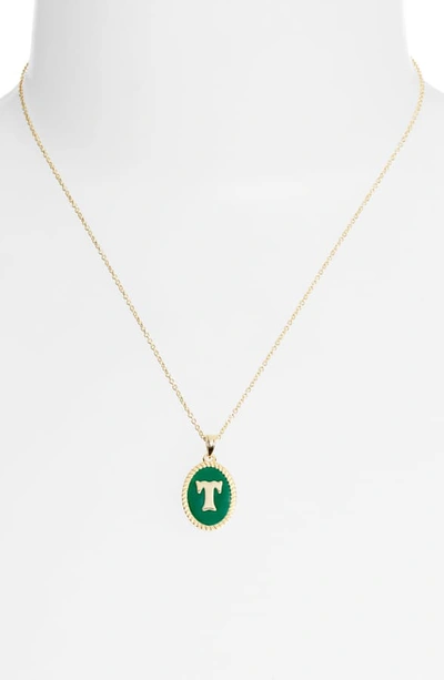 Shop Argento Vivo Initial Green Pendant Necklace In T