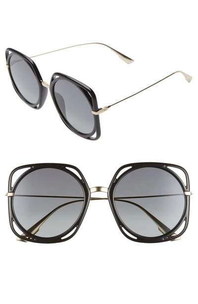 Shop Dior Directions 56mm Square Sunglasses In Black/ Gold