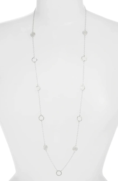 Shop Anna Beck Long Hammered Station Necklace In Silver