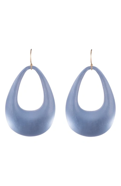 Shop Alexis Bittar Small Tapered Hoop Earrings In Horizon Blue