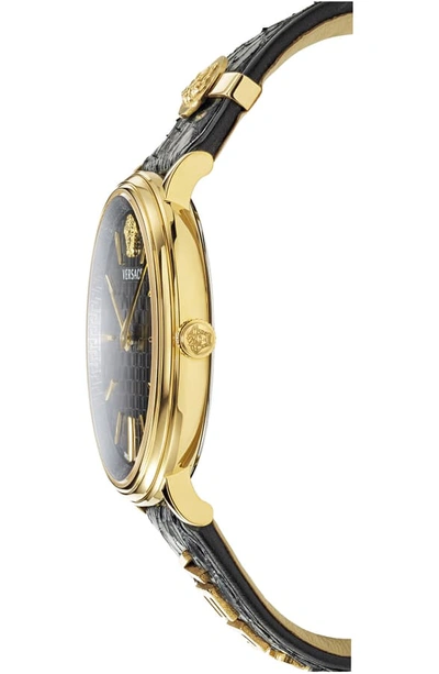 Shop Versace V Circle Logo Snakeskin Leather Strap Watch, 38mm In Black/ Gold