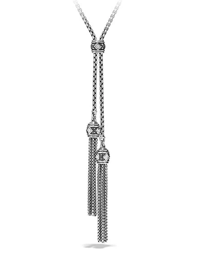 Shop David Yurman Renaissance Pave Diamond Tassel Necklace In Silver