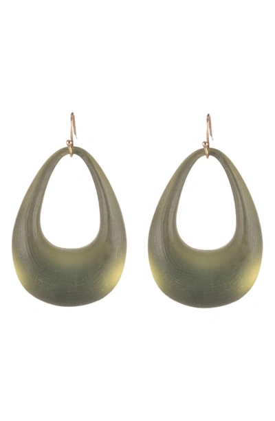 Shop Alexis Bittar Small Tapered Hoop Earrings In Light Sage