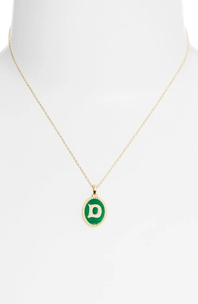 Shop Argento Vivo Initial Green Pendant Necklace In D