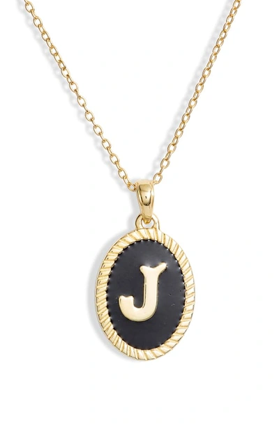 Shop Argento Vivo Initial Black Pendant Necklace In J
