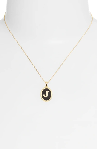 Shop Argento Vivo Initial Black Pendant Necklace In J