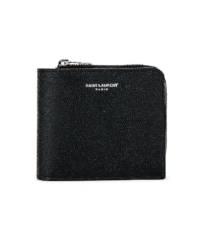 Shop Saint Laurent Zip Around East West Wallet In Black