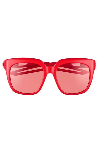 Shop Balenciaga 54mm Square Sunglasses In Shiny Solid Red/ Red