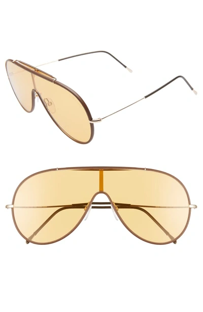 Shop Tom Ford Mack 137mm Shield Sunglasses In Rose Gold/ Yellow/ Brown