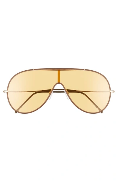 Shop Tom Ford Mack 137mm Shield Sunglasses In Rose Gold/ Yellow/ Brown