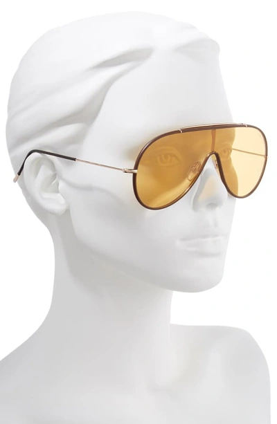 Tom Ford Mack 137mm Shield Sunglasses In Rose Gold/ Yellow/ Brown | ModeSens